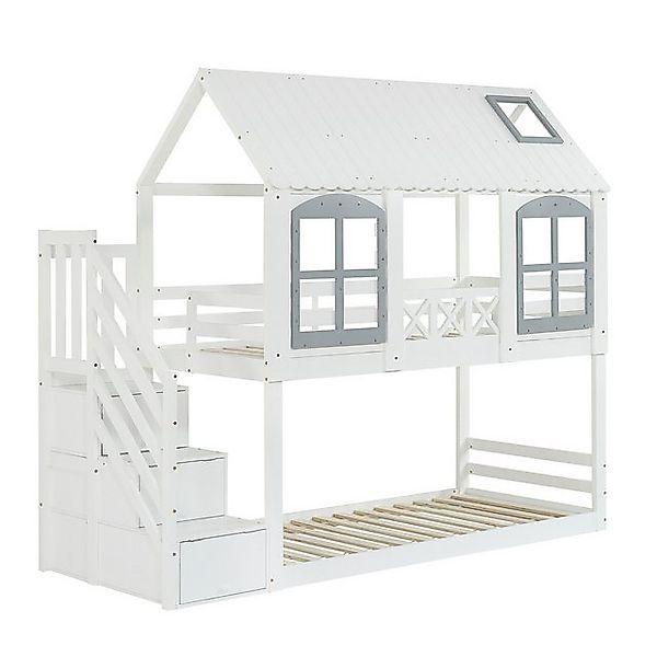 Thanaddo Hochbett Etagenbett, Kinderbett, Kinderbett mit Dach und Fenster günstig online kaufen