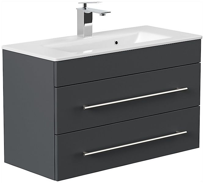 Posseik Badmöbel-Set Badmöbel Waschplatz "Portus 800 SlimLine" 80 cm Grafit günstig online kaufen