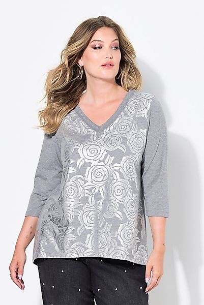 MIAMODA T-Shirt T-Shirt A-Linie silbernes Rosenmuster günstig online kaufen