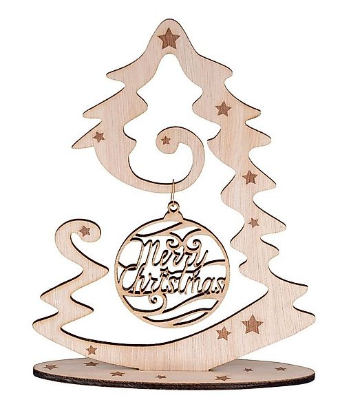 Levandeo® Weihnachtsfigur, Deko Weihnachtsbaum Birkenholz Merry Christmas W günstig online kaufen