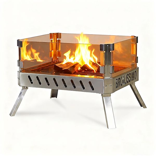 CCLIFE Feuerschale mit Glaskeramik Klappbar Tragbar Feuerschale für Garten günstig online kaufen