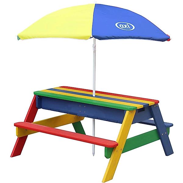 Axi Nick Sand & Wasser Picknicktisch Regenbogen mit Sonnenschirm günstig online kaufen