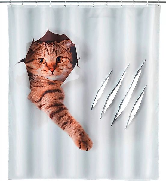 WENKO Duschvorhang Cute Cat, Textil (Polyester), 180 x 200 cm, waschbar meh günstig online kaufen
