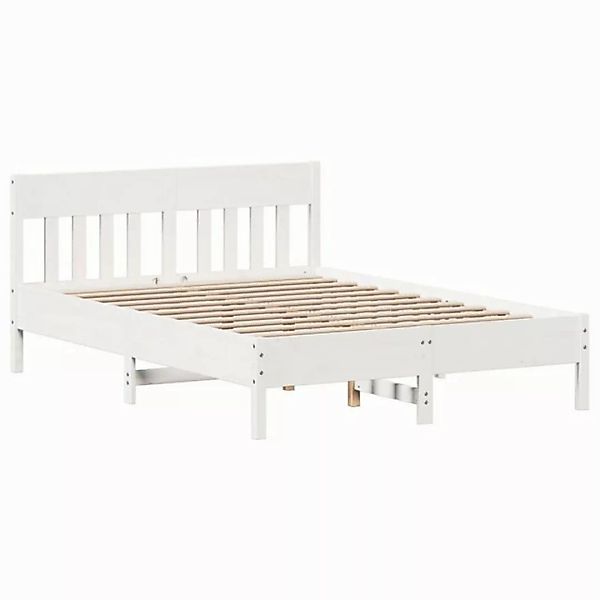 vidaXL Bettgestell Massivholzbett mit Kopfteil Weiß 120x190 cm Kiefer Bett günstig online kaufen