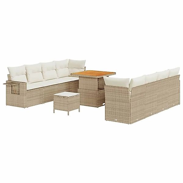 vidaXL Gartensofa-set mit Kissen 11-Tlg Beige und Creme Poly-Rattan 3363666 günstig online kaufen