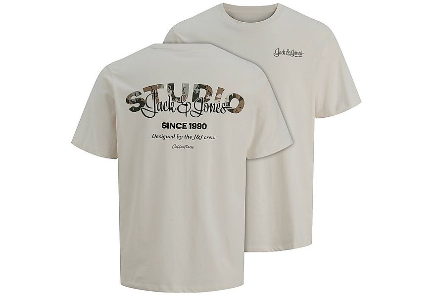 Jack & Jones Rundhalsshirt Jack&Jones T-Shirt beige Übergrößen Rückenprint günstig online kaufen