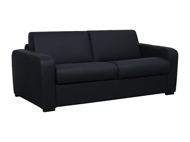 Schlafsofa mit Matratze 4-Sitzer - Matratze 13 cm - Leder - Schwarz - BEVIS günstig online kaufen