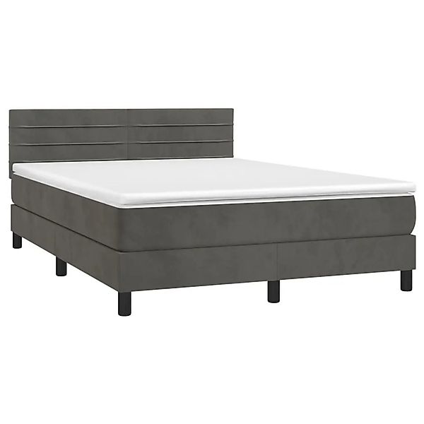 vidaXL Boxspringbett mit Matratze & LED Dunkelgrau 140x190 cm Samt 3134460 günstig online kaufen