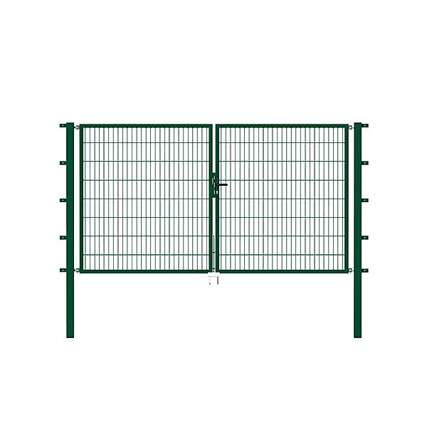 Metallzaun Doppeltor für Doppelstabmatte Grün z. Einbetonieren 140 cm x 200 günstig online kaufen