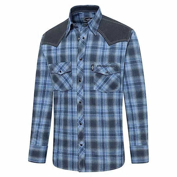 Stars & Stripes Langarmhemd Westernhemd Hank, blau günstig online kaufen