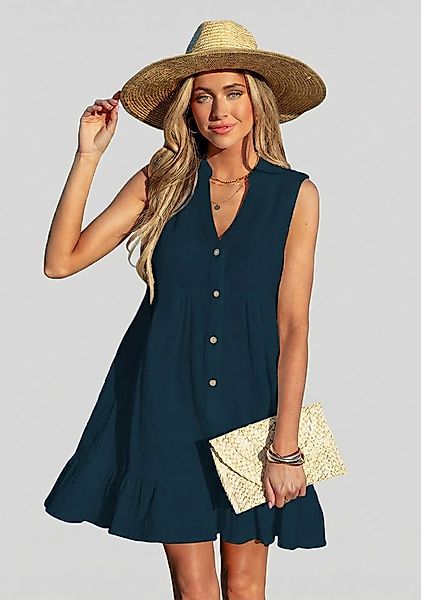 Cupshe Minikleid Mini Abdeckkleid mit Rüschensaum Knöpfe vorne Rüschensaum günstig online kaufen