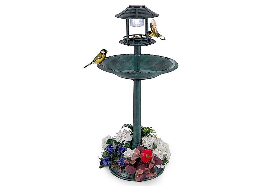 KOMFOTTEU Vogeltränke, Wassertränke Vogelbad Retro mit Solarlicht günstig online kaufen