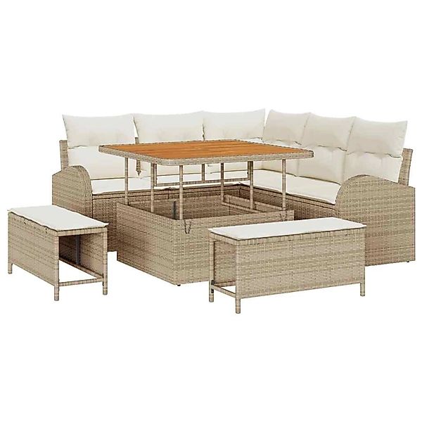 vidaXL Garten-Sofa-Set mit Kissen 8-Tlg Beige Poly Rattan 3362386 günstig online kaufen