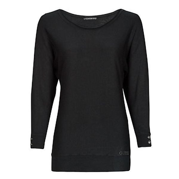 GUESS JEANS Strickpullover Damen Pullover Schwarz - Langarmshirt mit Sticke günstig online kaufen