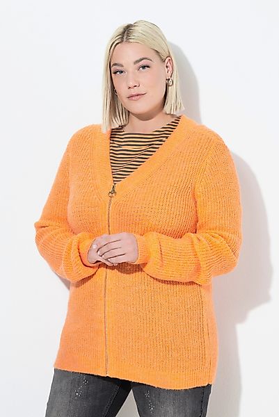 Ulla Popken Strickjacke Strickjacke Patentstrick V-Ausschnitt günstig online kaufen