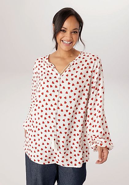 Aniston PLUS Schlupfbluse mir Herzen bedruckt - NEUE KOLLEKTION günstig online kaufen