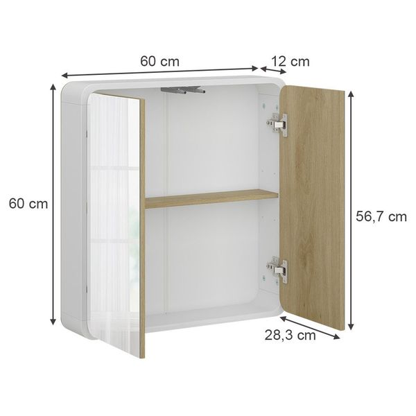 Vicco Badezimmerspiegelschrank Arla, Weiß/Eiche, 60 x günstig online kaufen