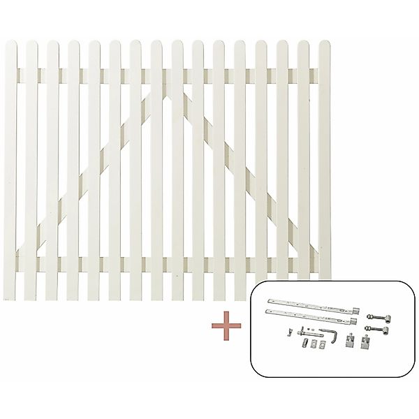 Plus Holz Einzeltor Retro Nadelholz Weiß 150 cm x 120 cm günstig online kaufen