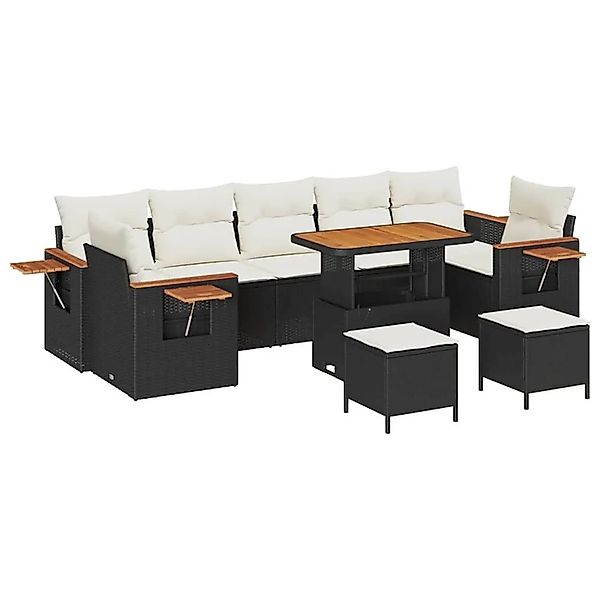 vidaXL Gartensofa-Set mit Kissen 13 Stk Schwarz und Creme Poly-Rattan 33651 günstig online kaufen