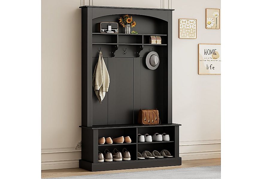 Merax Garderoben-Set mit Bank & Schuhablage, (1-St., H190/B120/T40 cm), Flu günstig online kaufen