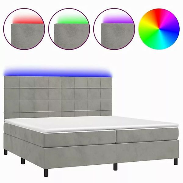 vidaXL Boxspringbett Boxspringbett mit Matratze LED Hellgrau 200x200 cm Sam günstig online kaufen