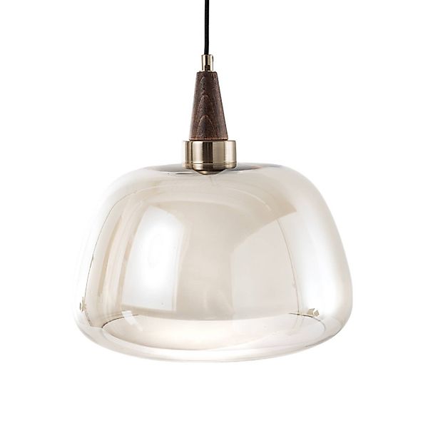 Hängelampe Ermo, weiß/klar, messing, Ø 30 cm, Glas/Metall günstig online kaufen
