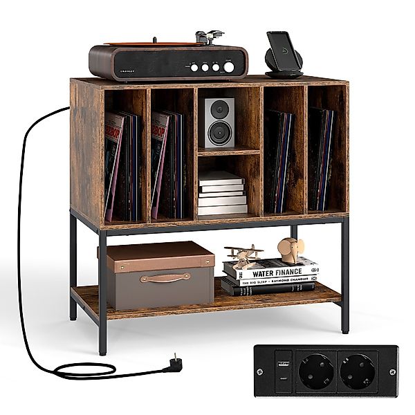 COSTWAY Sideboard, Plattenspielerständer mit Ladestation Beistellschrank günstig online kaufen