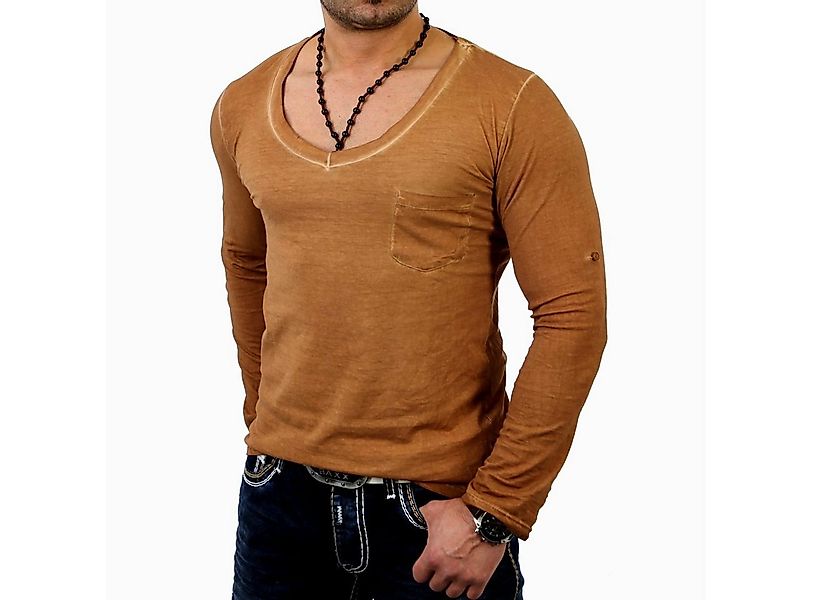 Reslad Langarmshirt Reslad Herren V-Neck Longshirt RS-4002 (1-tlg) Langarms günstig online kaufen