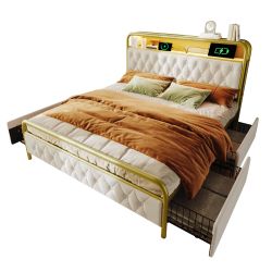 Flieks Metallbett, LED Polsterbett Doppelbett 140x200cm günstig online kaufen