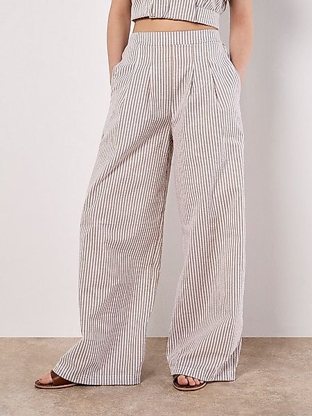 Apricot Stoffhose Gestreifte Hose mit weitem Bein günstig online kaufen