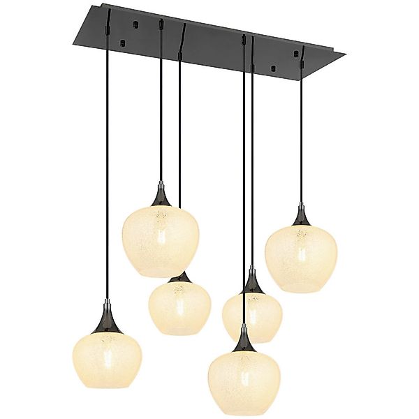 GLOBO Pendelleuchte MAXY 15548-6HK klar Chrom schwarz Metall Acryl B/H/L: c günstig online kaufen