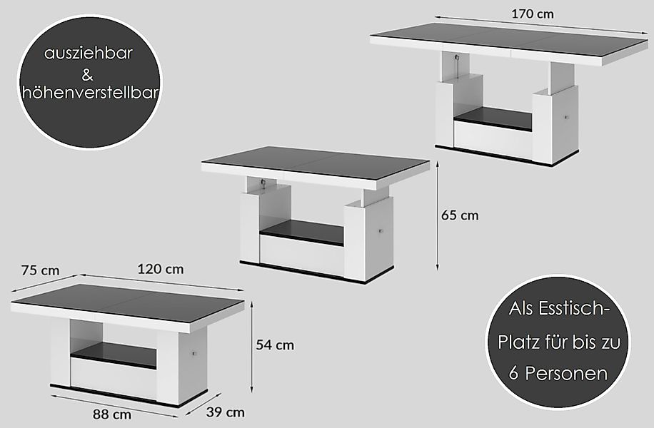 designimpex Couchtisch HM-111 Rostoptik - Schwarz günstig online kaufen