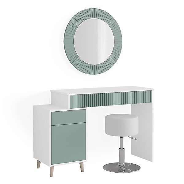 Vicco Schminktisch Arles, Weiß/Grün, 120 cm mit Hocker günstig online kaufen