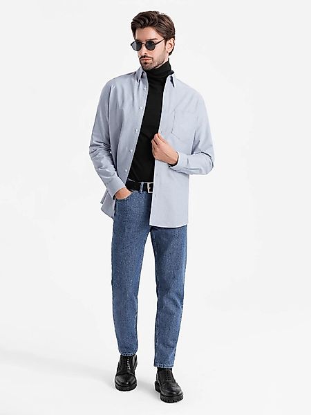 OMBRE Langarmhemd Elegantes Herren-Oxford-Hemd mit Stickerei günstig online kaufen