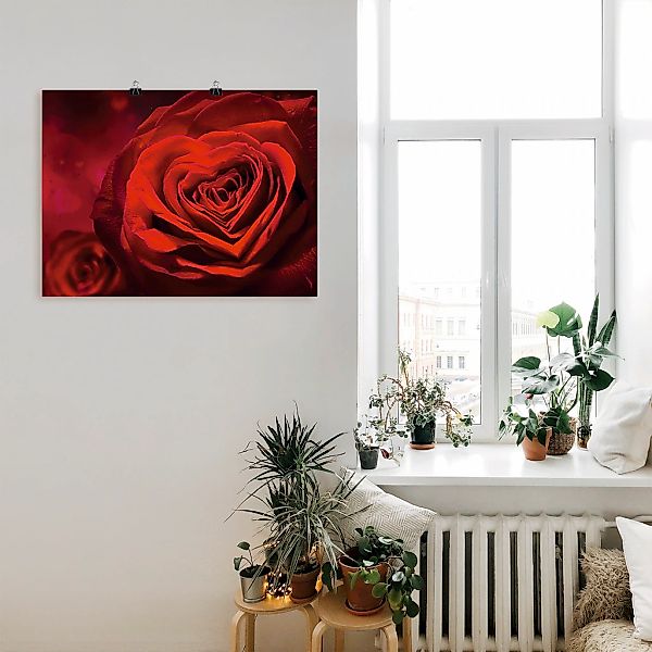 Artland Wandbild "Valentinseinladung mit Herzen und Rosen", Blumen, (1 St.) günstig online kaufen