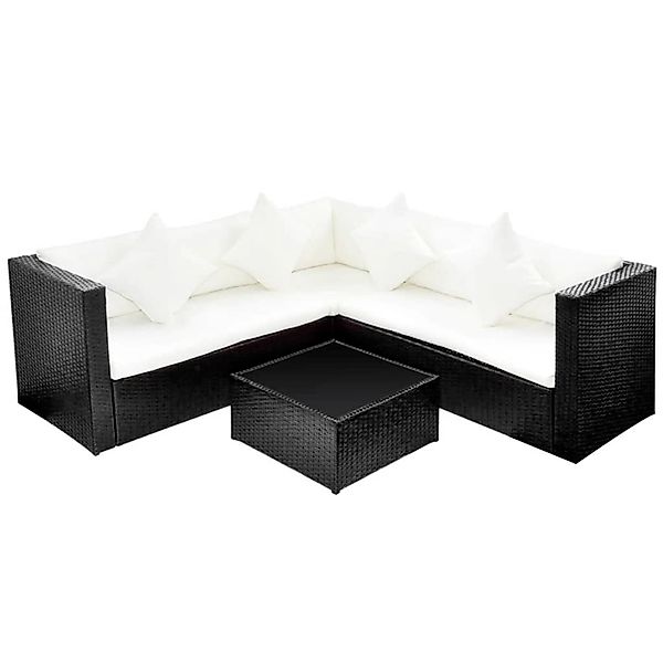 vidaXL 4-tlg Garten-Lounge-Set mit Auflagen Poly Rattan Schwarz Modell 31 günstig online kaufen