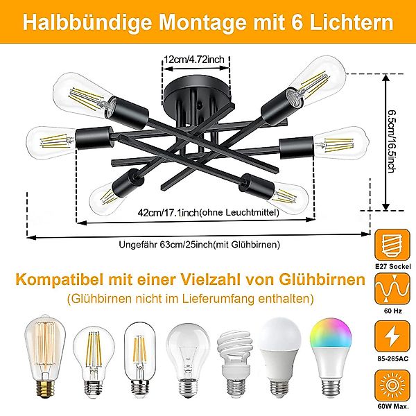 Lapamax LED Deckenleuchte Sputnik Deckenleuchte Wohnzimmer günstig online kaufen