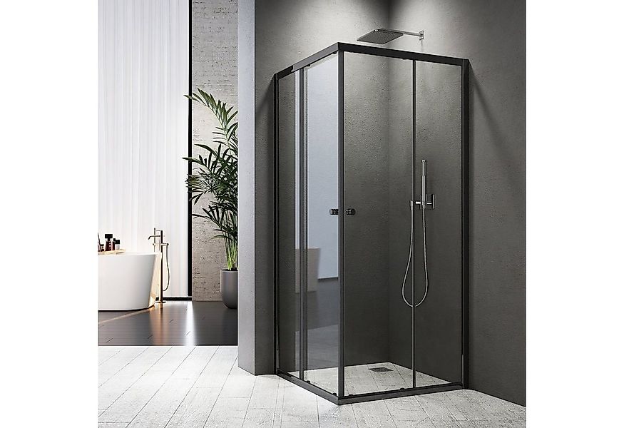 Boromal Eckdusche Duschkabine Schwarz 90x90 75x75 90x75 H:185 Eckeinstieg m günstig online kaufen