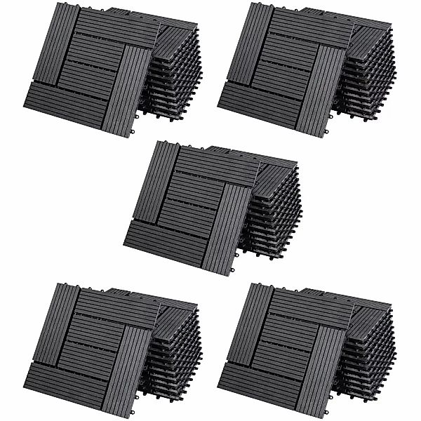 Casaria Holzfliesen 55x Mosaik Anthrazit, Terrassenfliesen günstig online kaufen