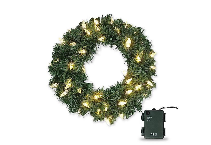 Gartenpirat Dekokranz Künstlicher Weihnachtskranz 45 cm beleuchtet mit 48 w günstig online kaufen
