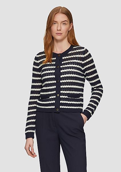 s.Oliver BLACK LABEL Strickjacke Geringelte Lochstrickjacke günstig online kaufen