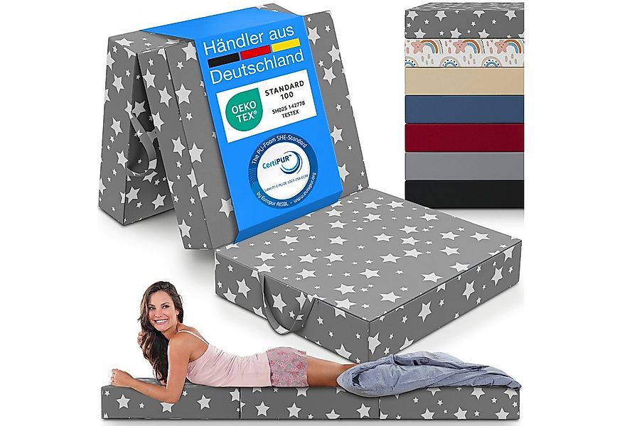 Klappmatratze 3-teilig, Gästematratze mit extra dicken Schaumstoff, ELONEO, günstig online kaufen