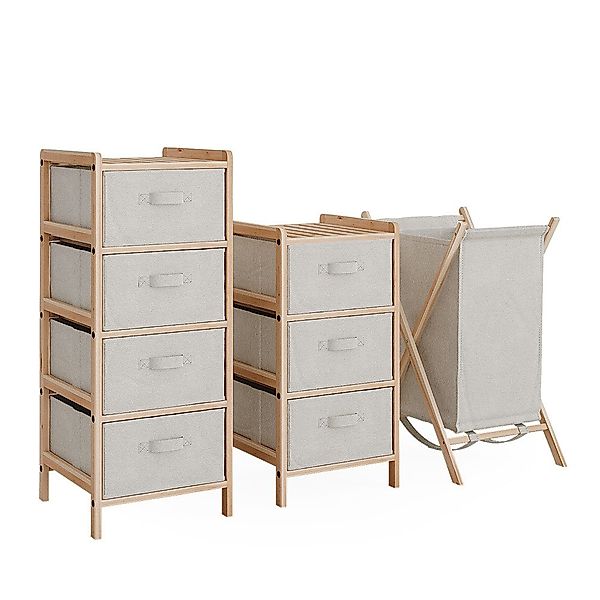 Vicco Badmöbel-Set Bruno, Beige/Holz, 3 Teile günstig online kaufen