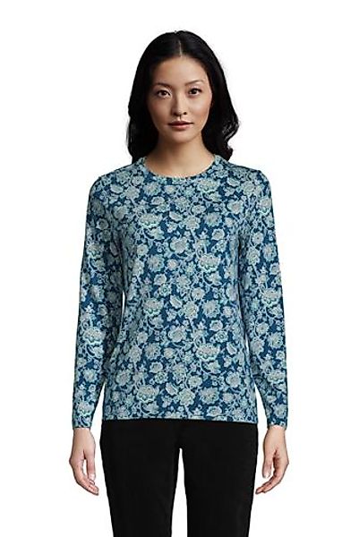 Supima-Shirt, Langarm in Petite-Größe, Damen, Größe: M Petite, Blau, Baumwo günstig online kaufen