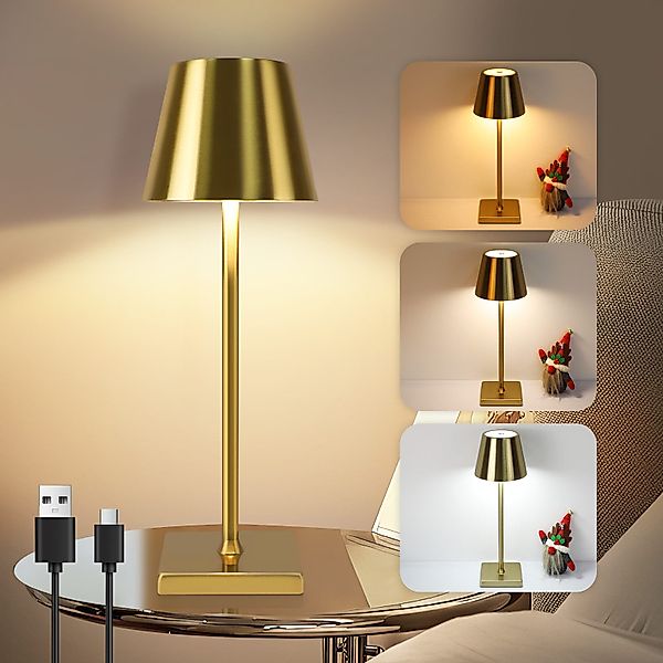 Nettlife LED Tischleuchte Vintage Gold Kabellos günstig online kaufen