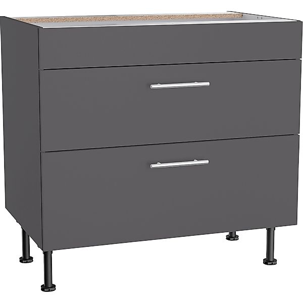 Optifit Küchen-Unterschrank mit 2 Auszügen Ingvar420 90 cm Anthrazit Matt günstig online kaufen