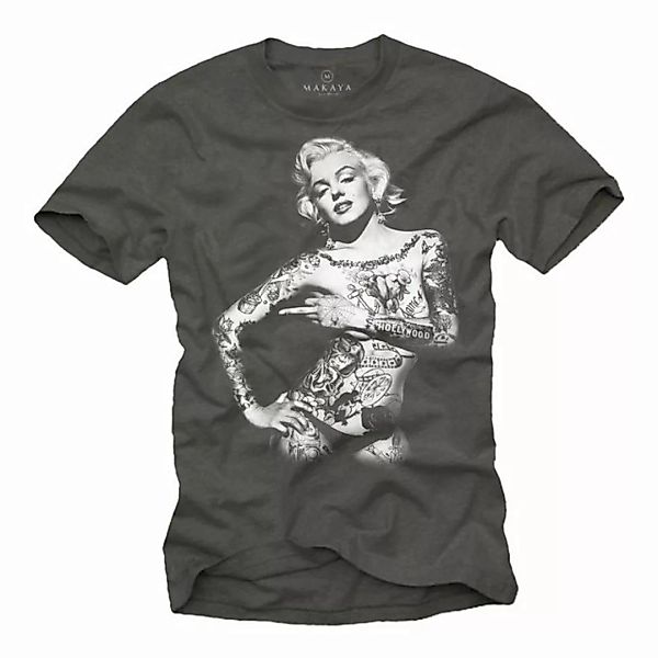 MAKAYA Print-Shirt Marilyn Vintage Tattoo Motiv - Männer T-Shirt mit Aufdru günstig online kaufen
