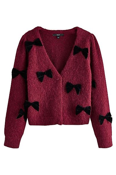 Next Strickjacke Strickjacke mit Wolle und Samtschleife (1-tlg) günstig online kaufen