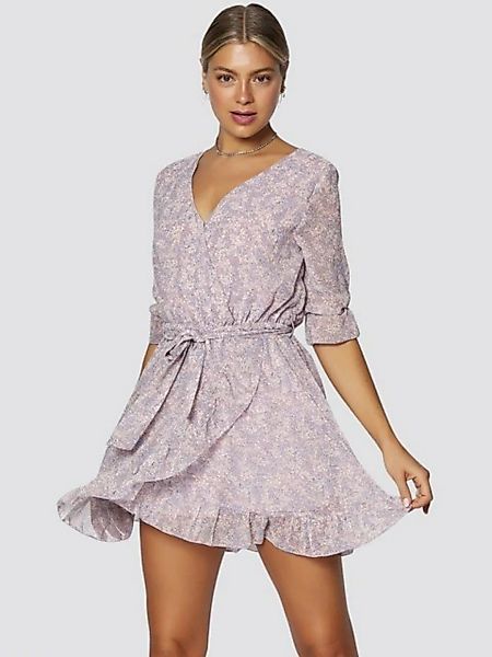 Freshlions Blusenkleid Rüschen-Kleid mit Blumenmuster - M/L günstig online kaufen