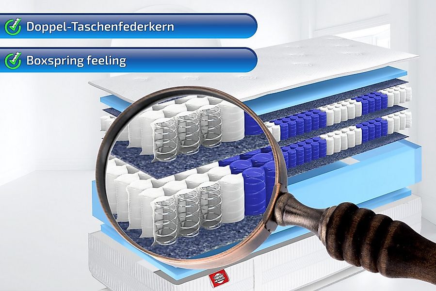 Boxspringmatratze 33cm hoch XXL, Doppel Taschenfederkern Matratze, TerraMed günstig online kaufen